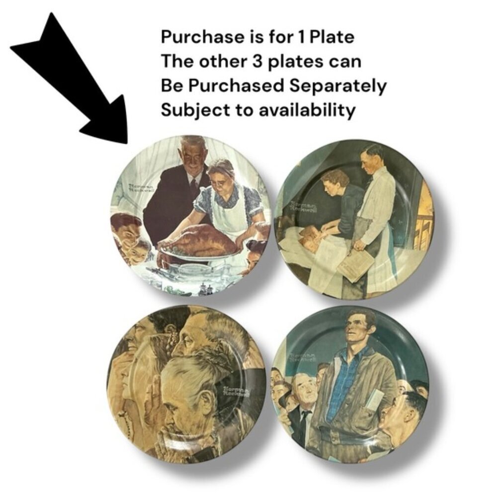 Norman Rockwell Thanksgiving Collector Metal Plate Four Freedoms Vintage 1979 - Picture 11 of 16